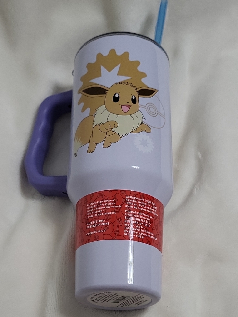 Pokémon Eevee 40 oz Stainless Steel Insulated Tumbler with Handle & Straw - Picture 4 of 16